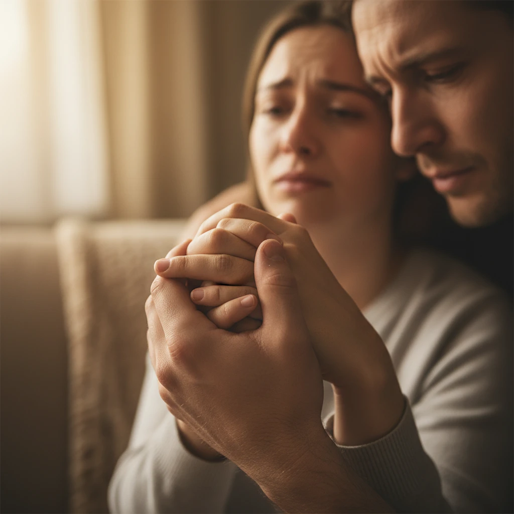 Two people sharing an emotional moment demonstrating affective empathy