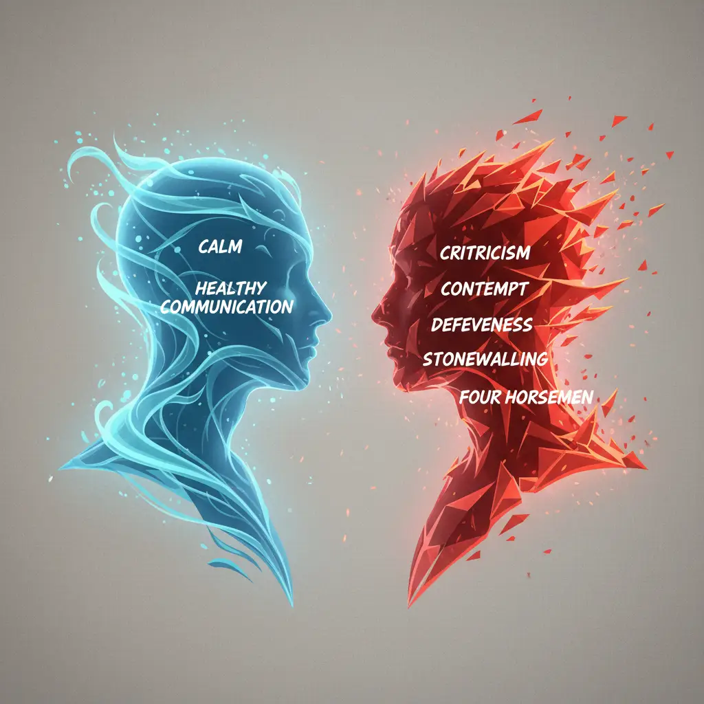 Visual representation of healthy vs unhealthy conflict styles